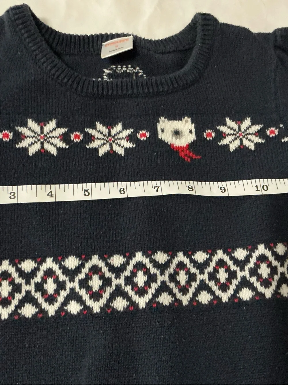 Gymboree Girls Navy Knit Dress with White and Red Fair Isle Motif 8